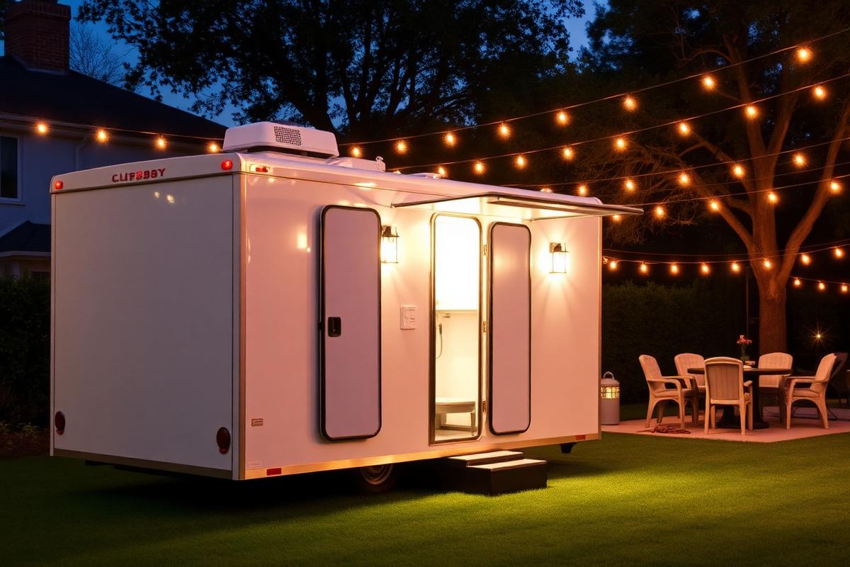 Luxury restroom trailer at backyard celebrations