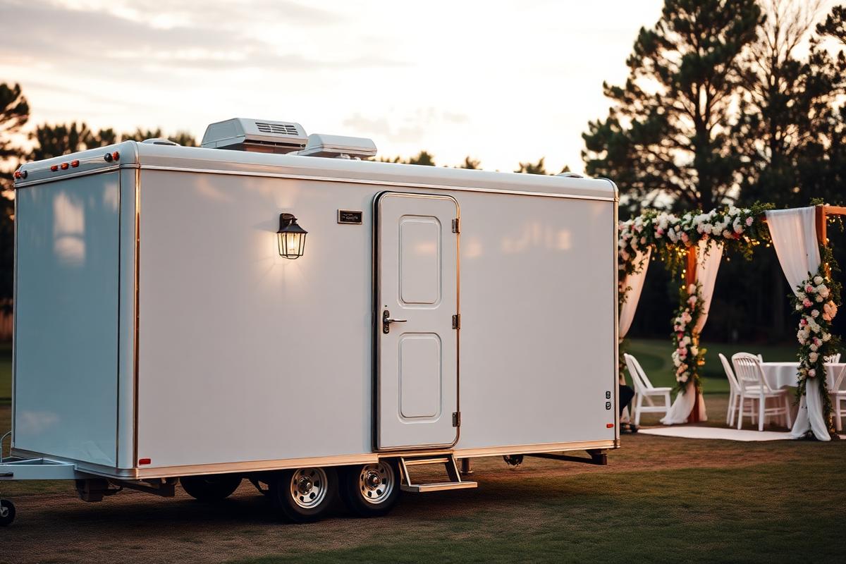 Luxury restroom trailer at weddings